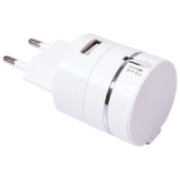 Сетевой адаптер PLUG для зарядки устройств c USB выходом и кабелем 3-в-1, изображение 1
