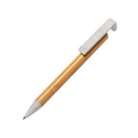 Ручка шариковая с подставкой для смартфона CLARION, бамбук, пластик с пшеничным волокном, изображение 1