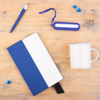 Набор подарочный BESTIAMO: кружка, блокнот, аккумулятор, ручка, коробка со стружкой, белый/синий, изображение 1