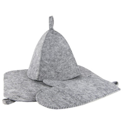 Набор «Ирония судьбы», шапка, коврик, рукавица, войлок, серый, изображение 1