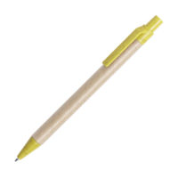 Ручка шариковая DESOK, желтый, переработанный картон, пшеничная солома, ABS пластик, 13,7 см, изображение 1