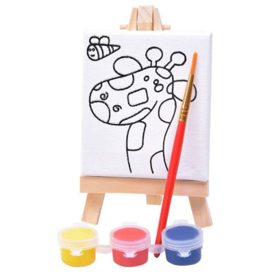 Набор для раскраски «Жираф»:холст,мольберт,кисть, краски 3шт, изображение 1