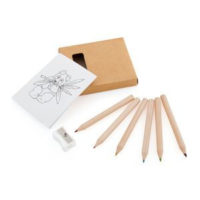 Набор цветных карандашей с раскрасками и точилкой «Figgy», 7,4х9х1,5см, дерево, картон, бумага, изображение 1