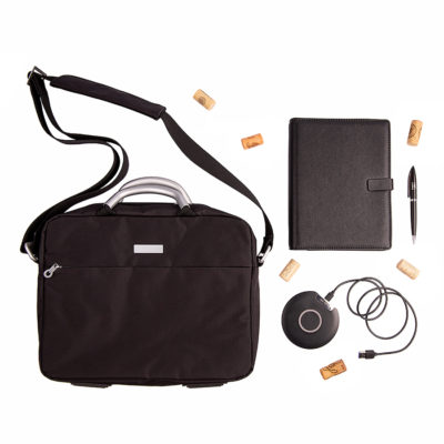 Набор подарочный FEELVILLE: ежедневник, зарядное устройство, ручка, конференц-сумка, черный, изображение 1