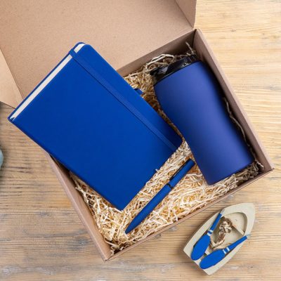 Набор подарочный SILKYWAY: термокружка, блокнот, ручка, коробка, стружка, темно-синий — 39408/26_1, изображение 2