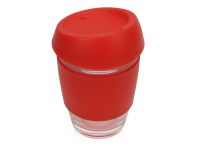 Стеклянный стакан Monday с силиконовой крышкой и манжетой, 350мл, красный — 885201_2, изображение 1