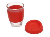 Стеклянный стакан Monday с силиконовой крышкой и манжетой, 350мл, красный — 885201_2, изображение 2