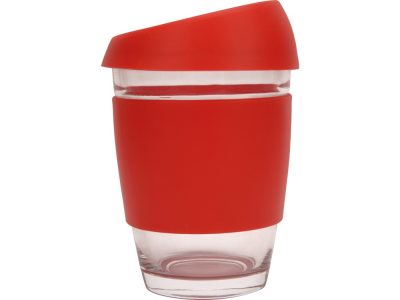 Стеклянный стакан Monday с силиконовой крышкой и манжетой, 350мл, красный — 885201_2, изображение 3