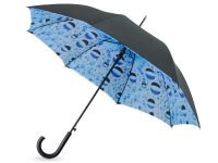 Зонт-трость Капли воды полуавтоматический с двухслойным куполом, черный голубой, изображение 1