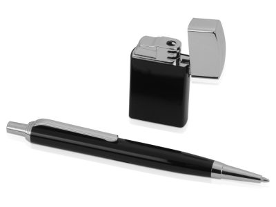 Набор Логистик: ручка шариковая, зажигалка, черный/серебристый, изображение 2