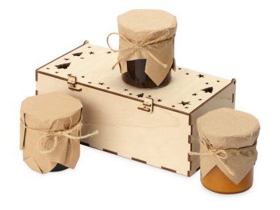 Подарочный набор с тремя видами варенья в деревянной коробке Trio Sweet, изображение 1