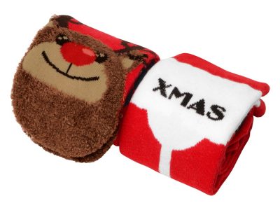 Набор носков с рождественской символикой в мешке женские, 2 пары, красный, изображение 3