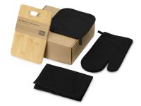 Подарочный набор с разделочной доской, фартуком, прихваткой, черный — 700814.07_2, изображение 1
