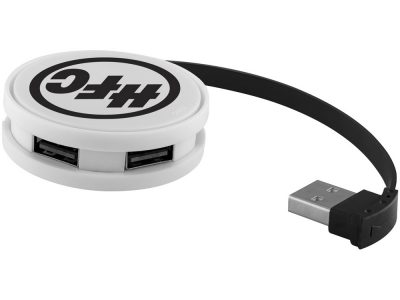 USB Hub Round, на 4 порта, белый/черный — 13419100_2, изображение 3