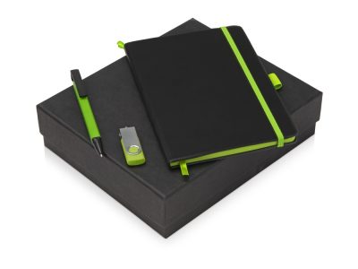 Подарочный набор Q-edge с флешкой, ручкой-подставкой и блокнотом А5, зеленый — 700322.03_2, изображение 1