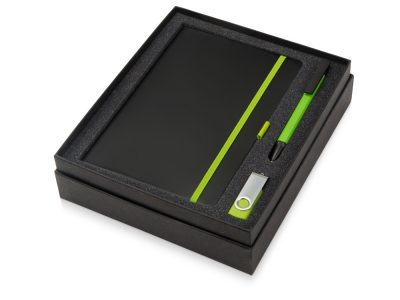 Подарочный набор Q-edge с флешкой, ручкой-подставкой и блокнотом А5, зеленый — 700322.03_2, изображение 2