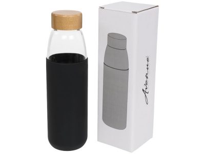 Стеклянная спортивная бутылка Kai с деревянной крышкой и объемом 540 мл, черный — 10055000_2, изображение 1