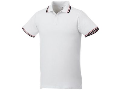 Мужская футболка поло Fairfield с коротким рукавом с проклейкой, белый/темно-синий/красный, изображение 1