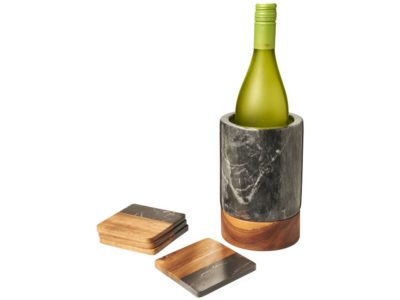 Охладитель для вина Harlow из мрамора и древесины, дерево,серый, изображение 3