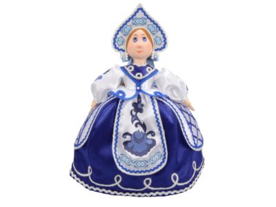 Набор Гжель: кукла на чайник, чайник заварной с росписью, изображение 2