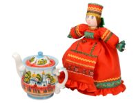 Набор Кремлевский: кукла на чайник, чайник заварной с росписью, изображение 1