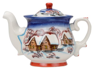 Набор Зимняя сказка: кукла на чайник, чайник заварной с росписью, изображение 3