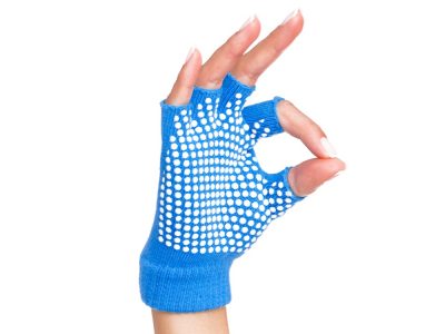 Перчатки противоскользящие для занятий йогой, голубой, изображение 2