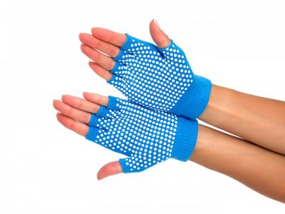 Перчатки противоскользящие для занятий йогой, голубой, изображение 4