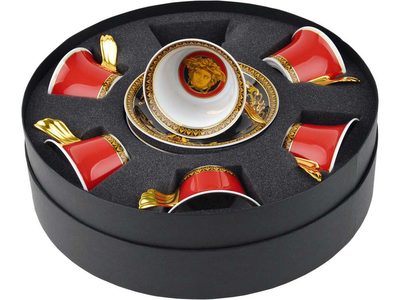 Чайный набор на 6 персон Versace Medusa, красный/золотистый, изображение 1
