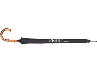 Зонт-трость Ferre, полуавтомат, черный/коричневый, изображение 2