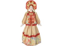 Набор Катерина: кукла в народном костюме, платок в деревянном сундуке, золтистый/красный, изображение 2