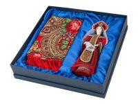 Набор Евдокия: кукла в народном костюме, платок, красный, изображение 1