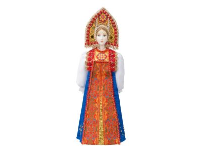 Набор Марфа: кукла в народном костюме, платок, синий, изображение 2