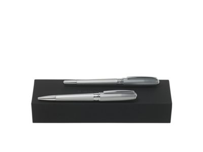 Подарочный набор: ручка перьевая, ручка шариковая. Hugo Boss, серебристый, изображение 1