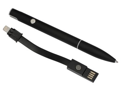 Ручка шариковая с кабелем USB, черный, изображение 6