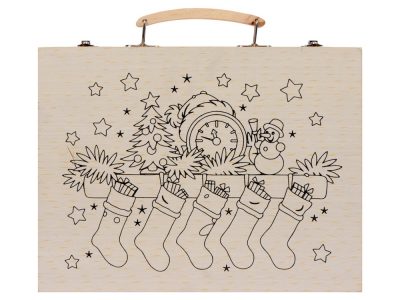 Набор для рисования из 67 предметов в чемодане с рождественским рисунком, изображение 3