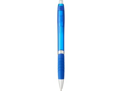 Шариковая полупрозрачная ручка Turbo с резиновой накладкой, cиний — 10736401_2, изображение 2