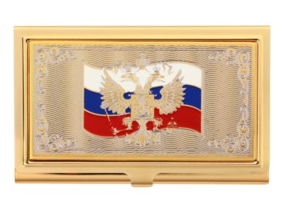 Набор Vip-персона: визитница с закладкой для книг с символикой РФ, золотистый, изображение 2