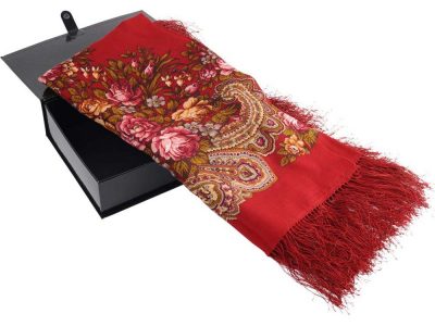 Павлопосадский платок, красный, изображение 1