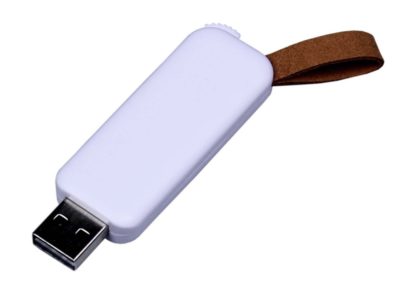 USB-флешка промо на 128 Гб прямоугольной формы, выдвижной механизм, белый — 6644.128.06_2, изображение 1