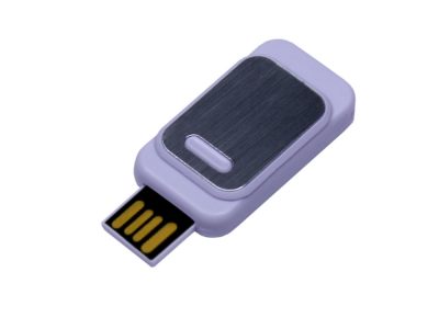 USB-флешка промо на 64 ГБ прямоугольной формы, выдвижной механизм, белый — 6545.64.06_2, изображение 1