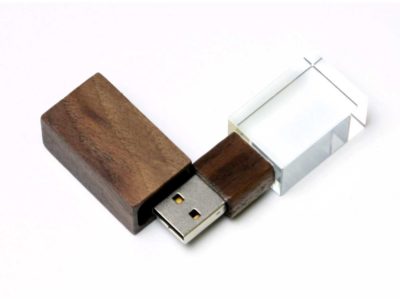 USB-флешка на 32 Гб прямоугольной формы, под гравировку 3D логотипа, материал стекло, с деревянным колпачком красного цвета, белый — 6576.32.06_2, изображение 2