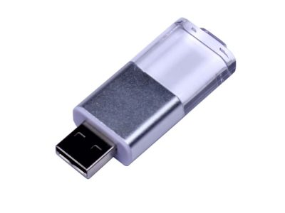 USB-флешка промо на 16 Гб прямоугольной формы, выдвижной механизм, белый — 6580.16.06_2, изображение 1