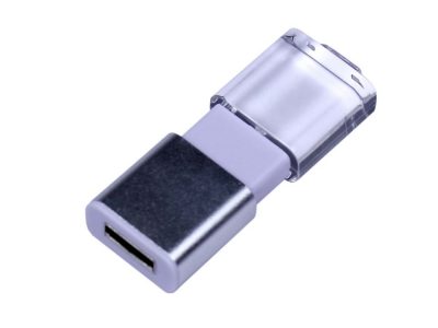 USB-флешка промо на 16 Гб прямоугольной формы, выдвижной механизм, белый — 6580.16.06_2, изображение 2