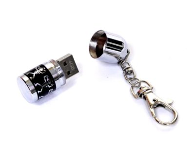 USB-флешка на 16 Гб в виде пули с танцующими человечками, серебро, изображение 1