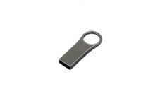 USB-флешка на 16 Гб с мини чипом, компактный дизайн с большим круглым отверстием., серебро, изображение 1