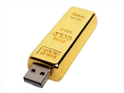 USB-флешка на 128 Гб в виде слитка золота, золотой, изображение 1