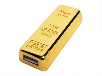 USB-флешка на 128 Гб в виде слитка золота, золотой, изображение 2