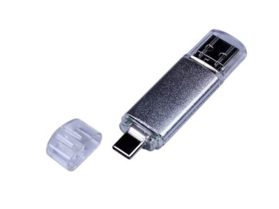 USB-флешка на 32 Гб c двумя дополнительными разъемами MicroUSB и TypeC, серебро, изображение 4