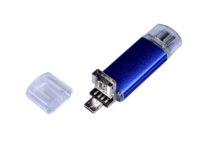 USB-флешка на 32 Гб c двумя дополнительными разъемами MicroUSB и TypeC, синий, изображение 3